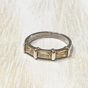 AUTHENTIC BLOOM NYC (1) CHAMPAGNE CZ STERLING SILVER MODERN RING SIZE 6.75